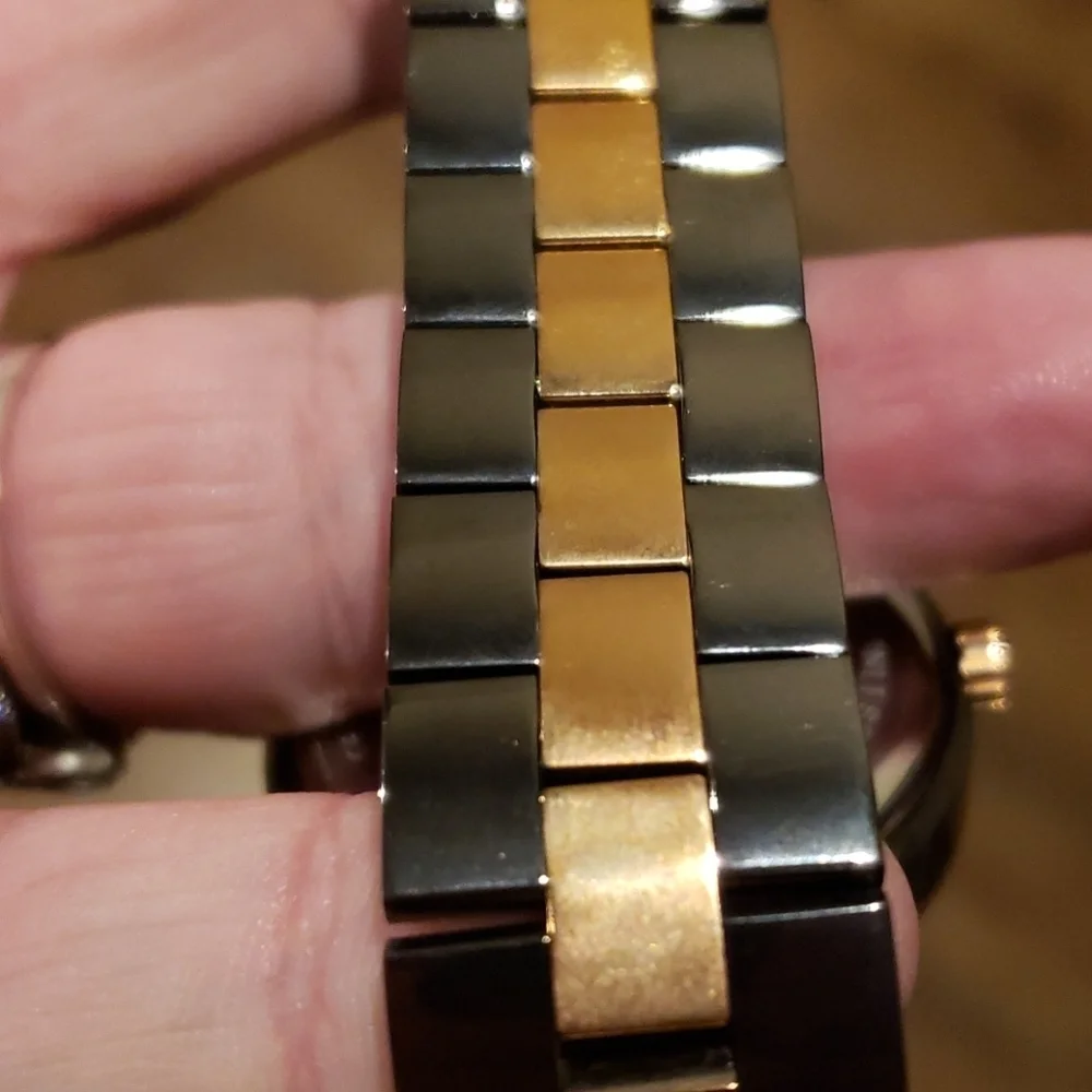 Michael kors garner watch gunmetal gold new iob